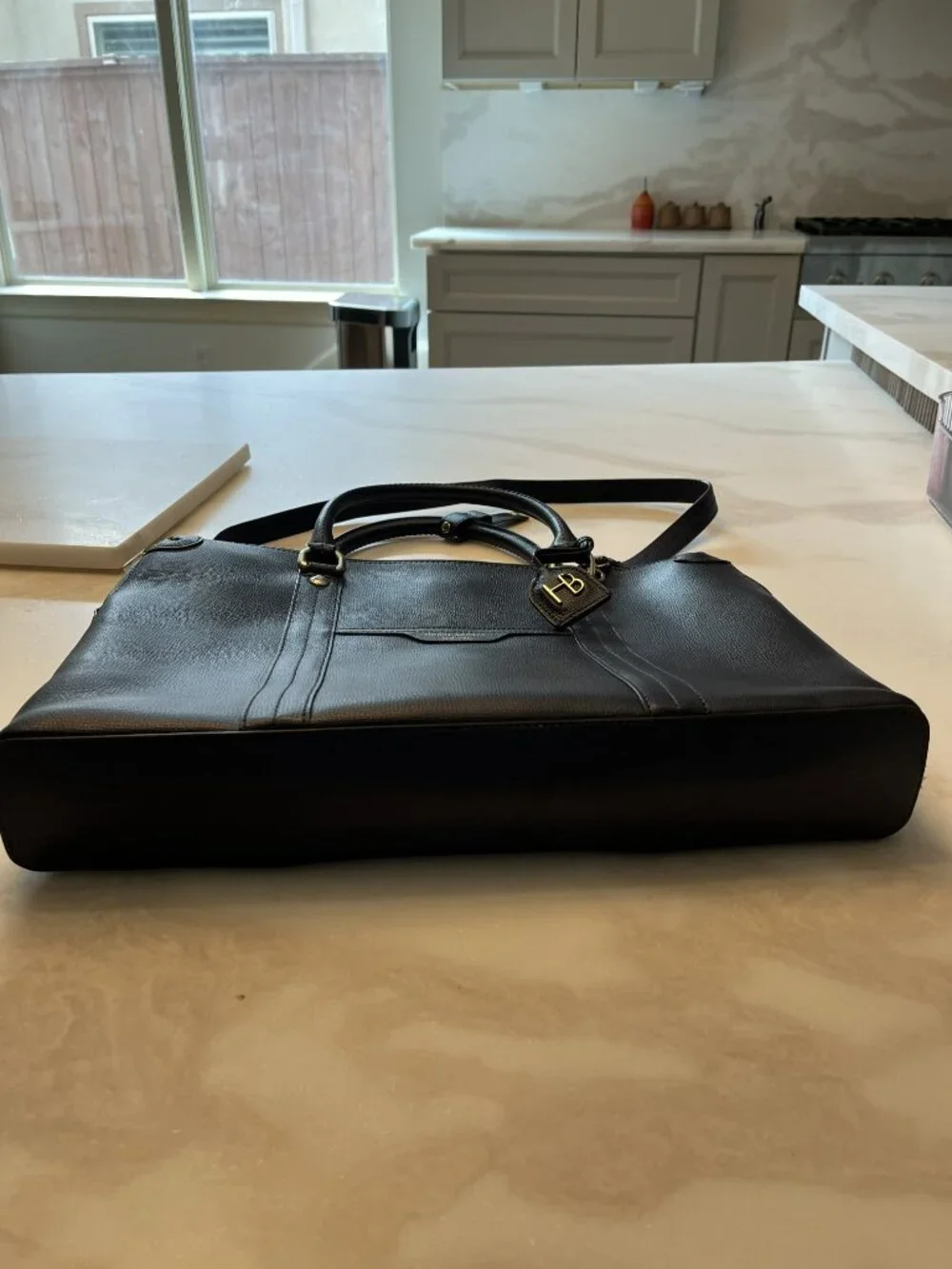 Henri Bendel Navy Blue Laptop Satchel Briefcase Excellent Used Condtion